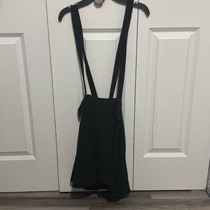 Hot Topic Black & White Lace-Up Suspender Skirt